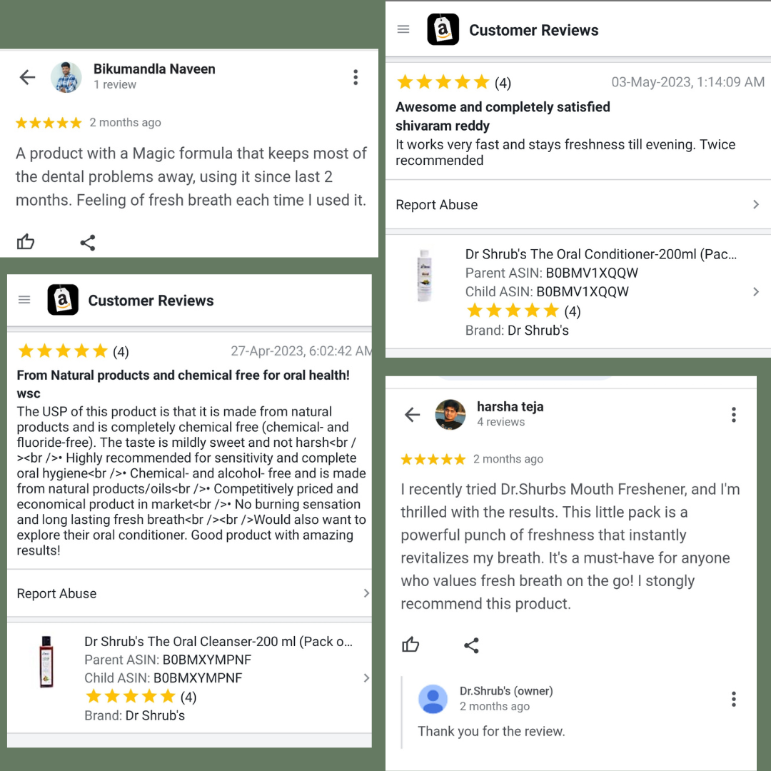 Few reviews from customers for Natural mouthwashes