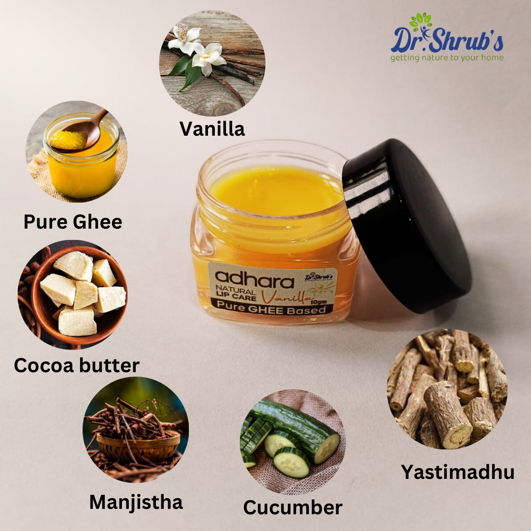 Dr.Shrub's Adhara- Pure ghee based lip balm- Vanilla flavour
