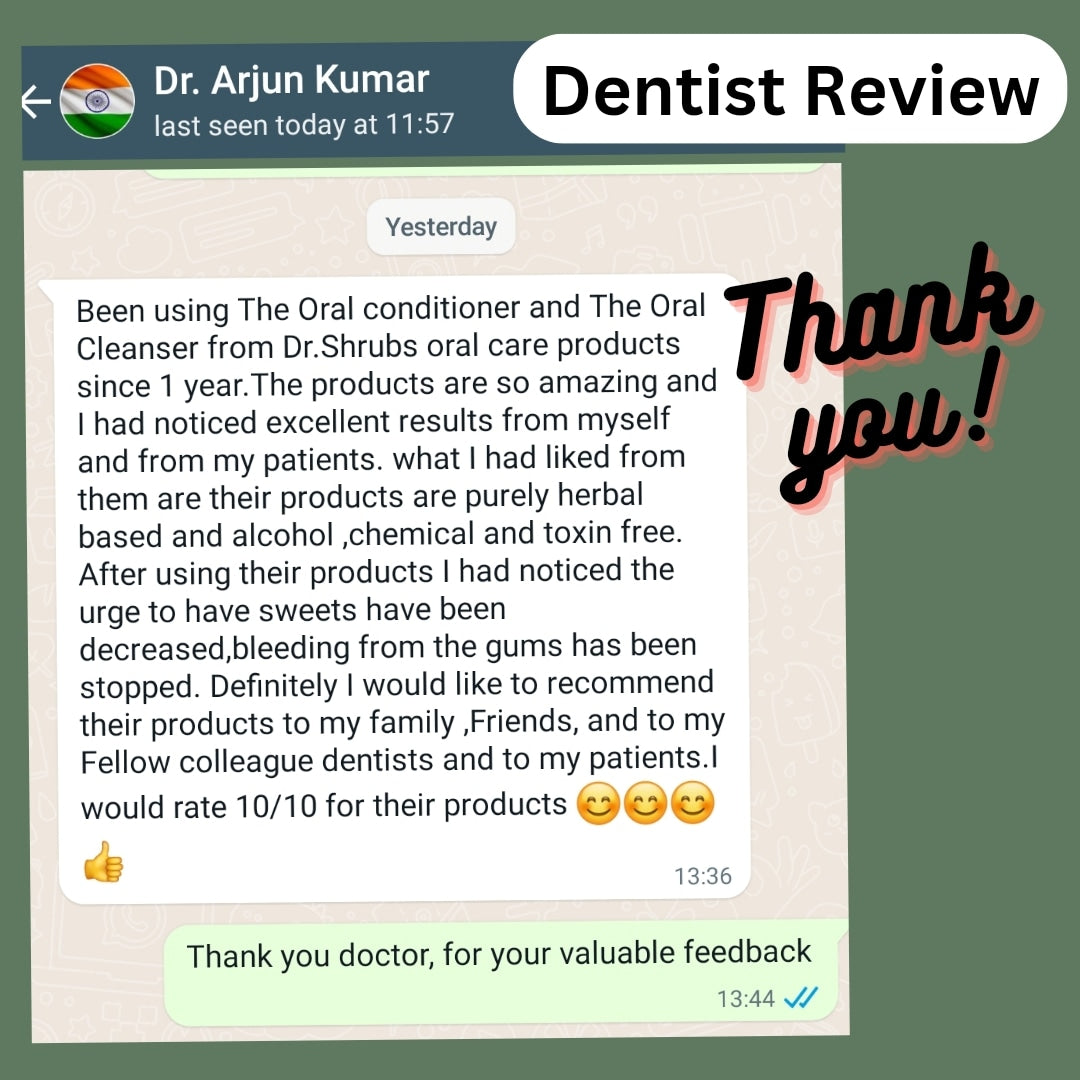 Dentist review and recommendation of Dr. Shrub's Natural mouthwash