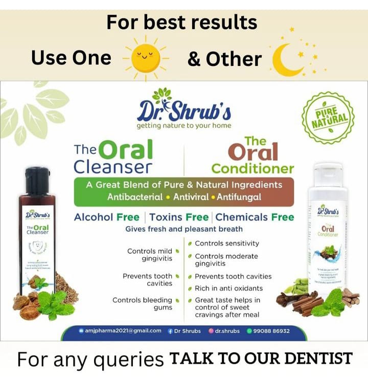 Complete Oral Care kit-Natural mouthwashes( The Oral Conditioner 100 ml+ The Oral Cleanser 100 ml)+ Bamboo Toothbrush+ Bamboo Tongue Cleaner