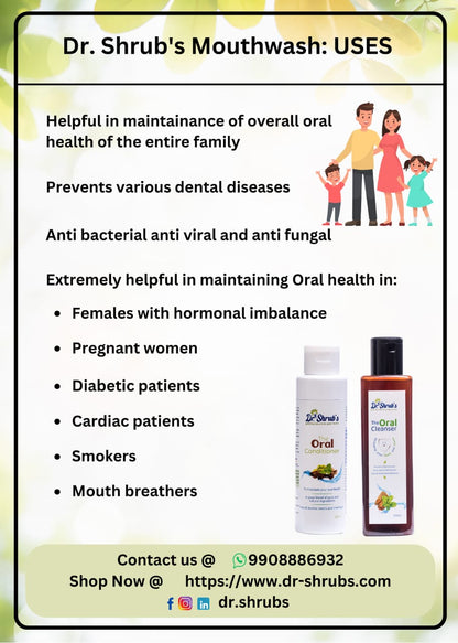 Complete Oral Care kit-Natural mouthwashes( The Oral Conditioner 100 ml+ The Oral Cleanser 100 ml)+ Bamboo Toothbrush+ Bamboo Tongue Cleaner
